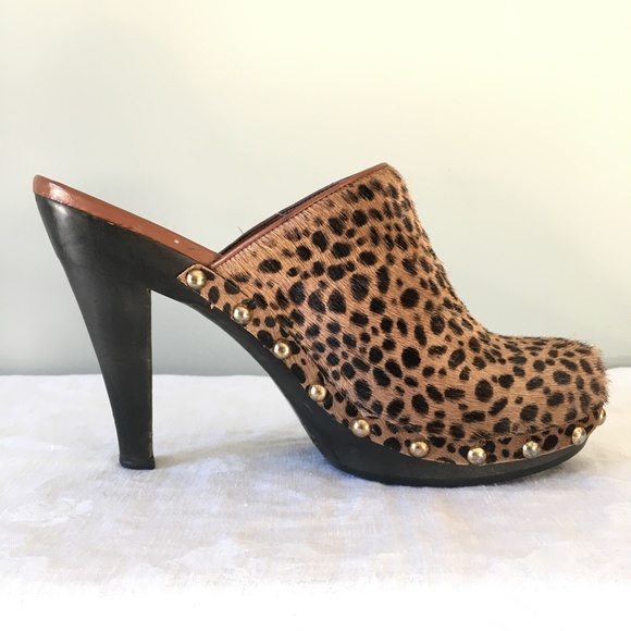 Nina Elisha brown/black leopard print heeled clogs - Picture 4 of 16